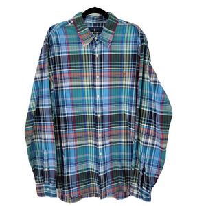 Ralph Lauren Men's XXL TTG Plaid Button Front Long Sleeve Collared Shirt